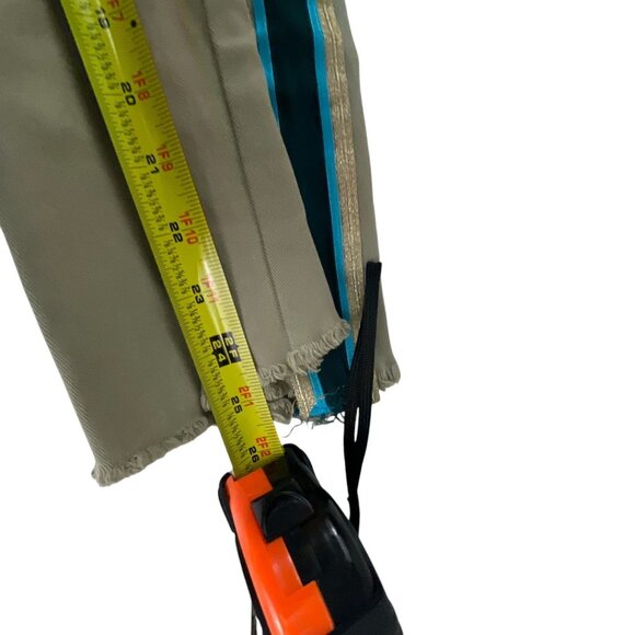 Pam & Gela Khaki Pants W/ Blue Side Stripes Frayed Hem Size 27 Casual Festival - Picture 9 of 10